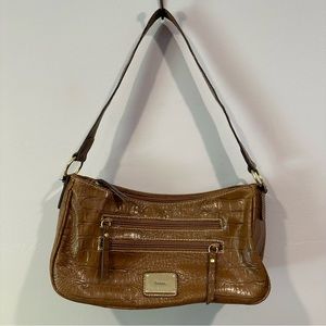 Liz & Co. Y2K Faux Alligator Brown Shoulder Bag